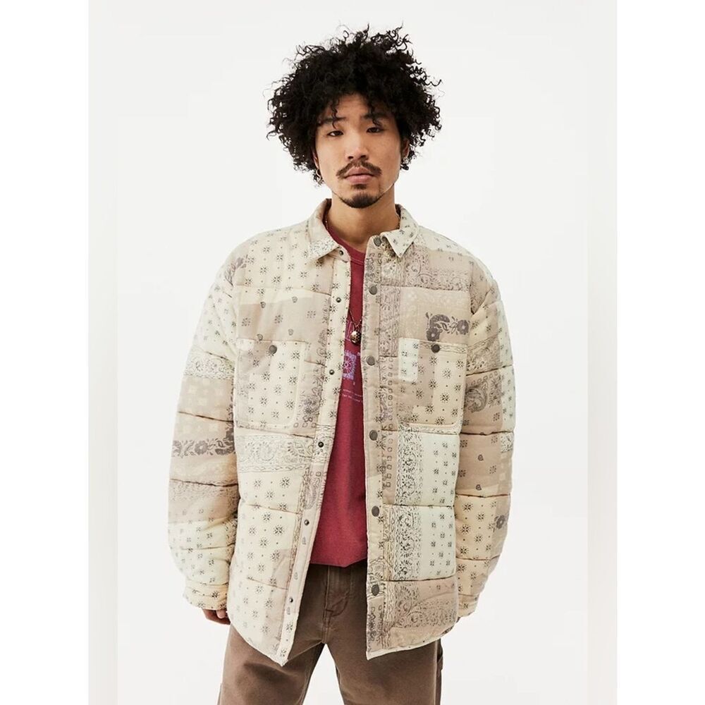Urban outfitters | ecru bandana Quilted Patchwork Shirt Jacket - Beige